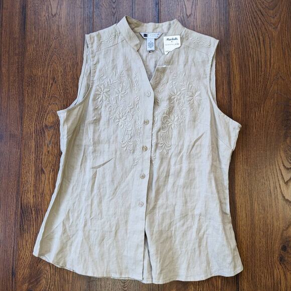 NWT Carole Little 100% Linen Button Down Tank S - Picture 6 of 7